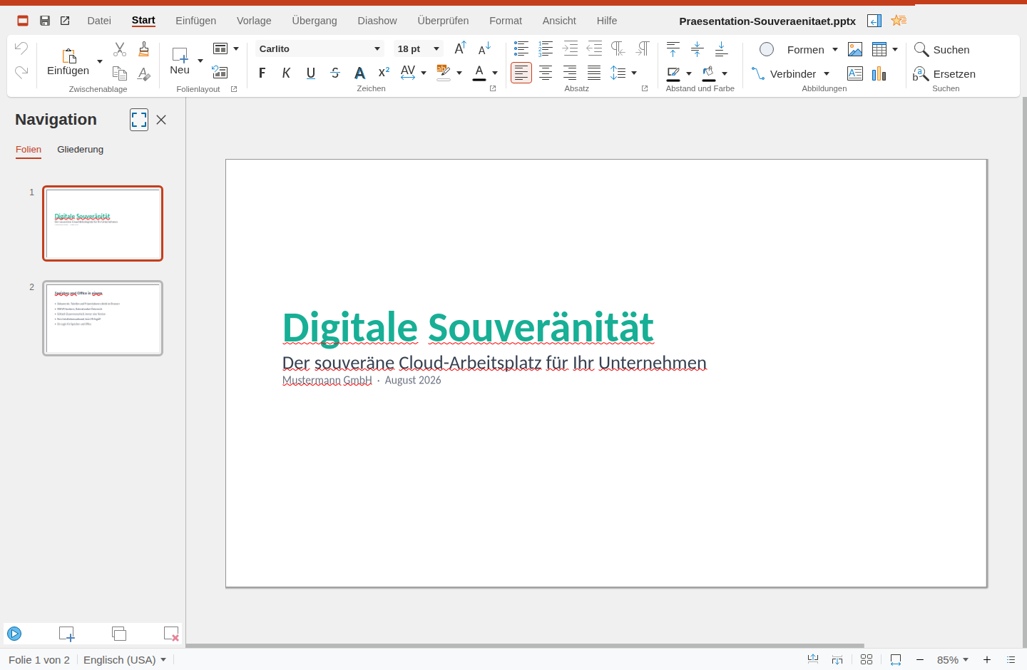 Präsentationen in Cloud Files (Euro-Office)